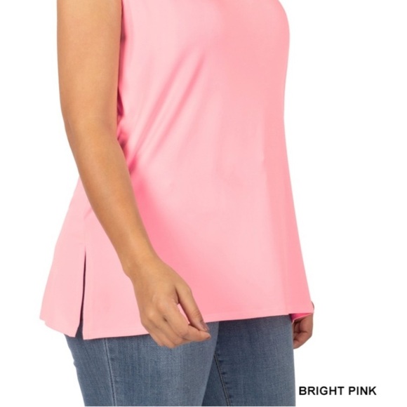 New!Plus Size Pink Sleeveless Split Hem Women's Top Size 1X 2X 3X - Picture 3 of 4
